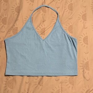 Cider Sky Blue Halter Crop Top